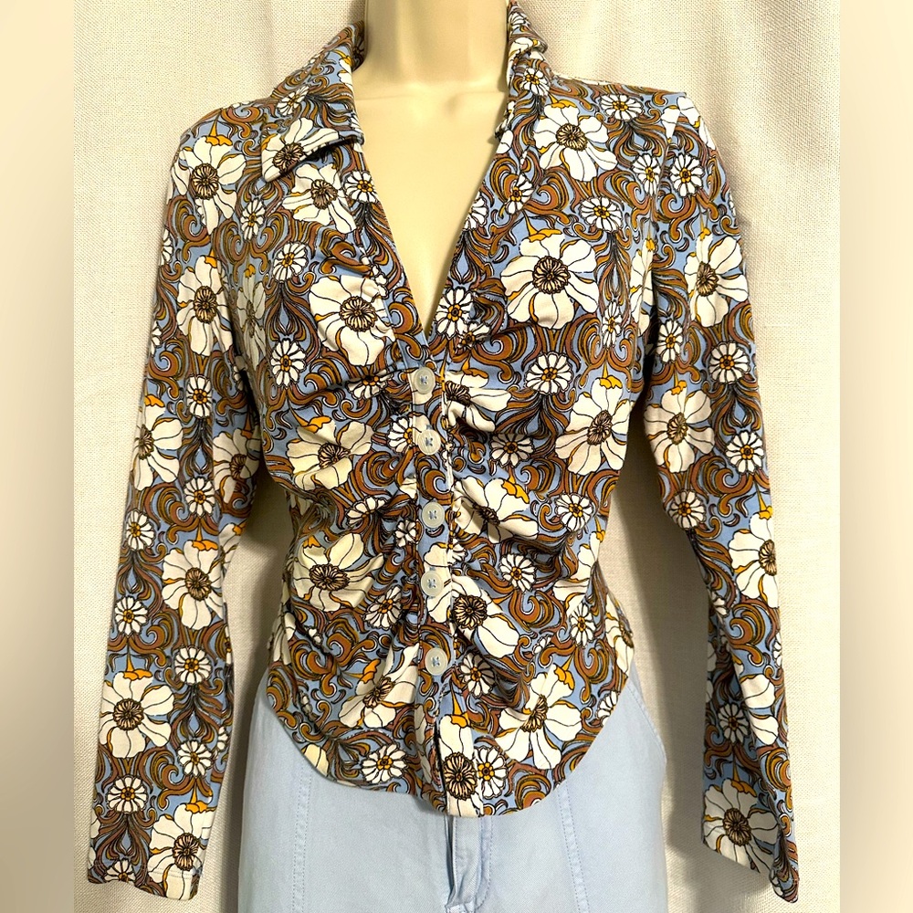 By Maeve Anthropologie Retro look ruched shirt, excellent condition (twice worn)